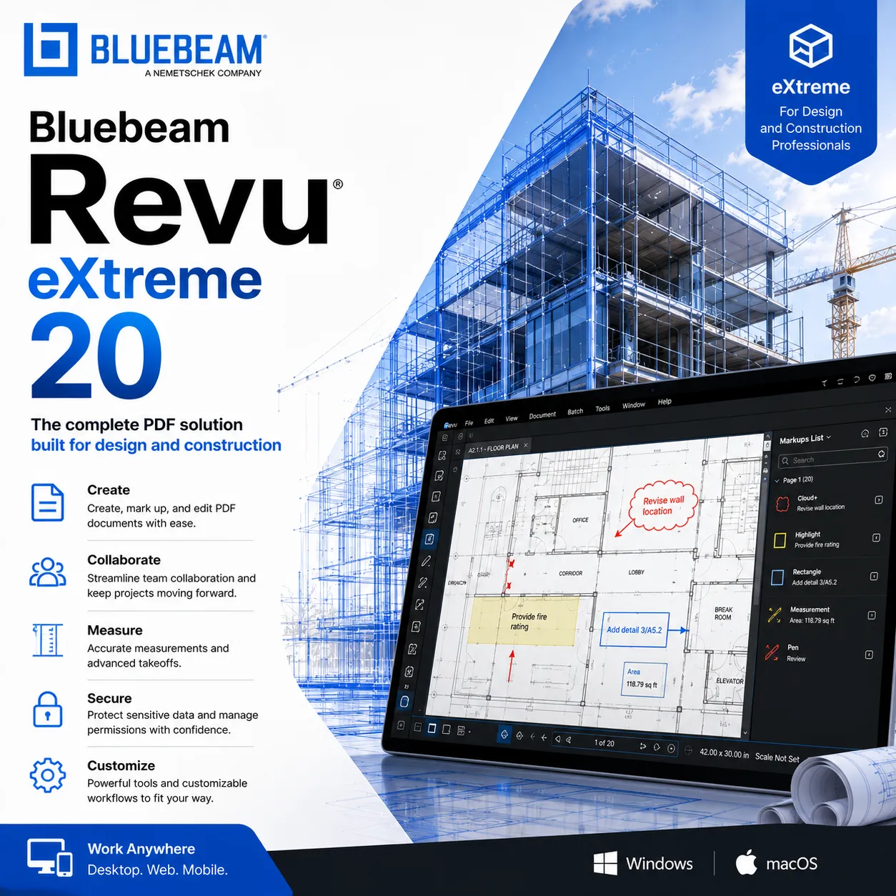 Bluebeam Revu eXtreme 20 Lifetime License 1 Bluebeam Revu eXtreme 20 Lifetime License